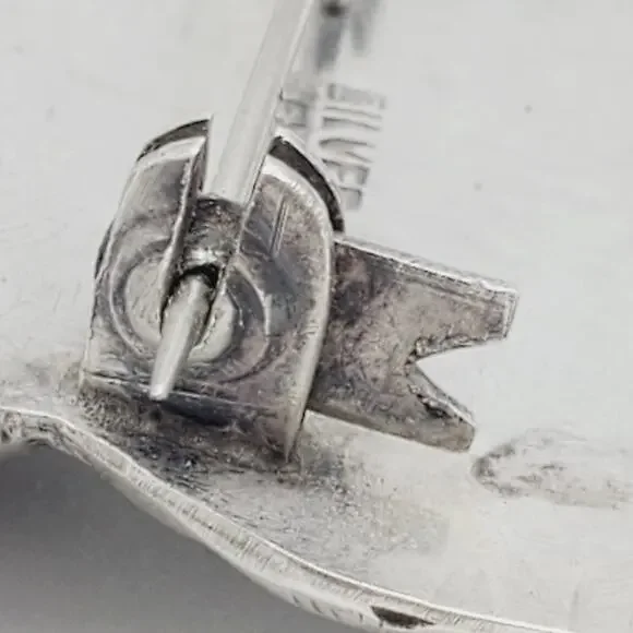 Large Mexican Sterling Silver Owl Brooch Taxco Purple Eyes 925 Artisan Bird Pin - Picture 5 of 11